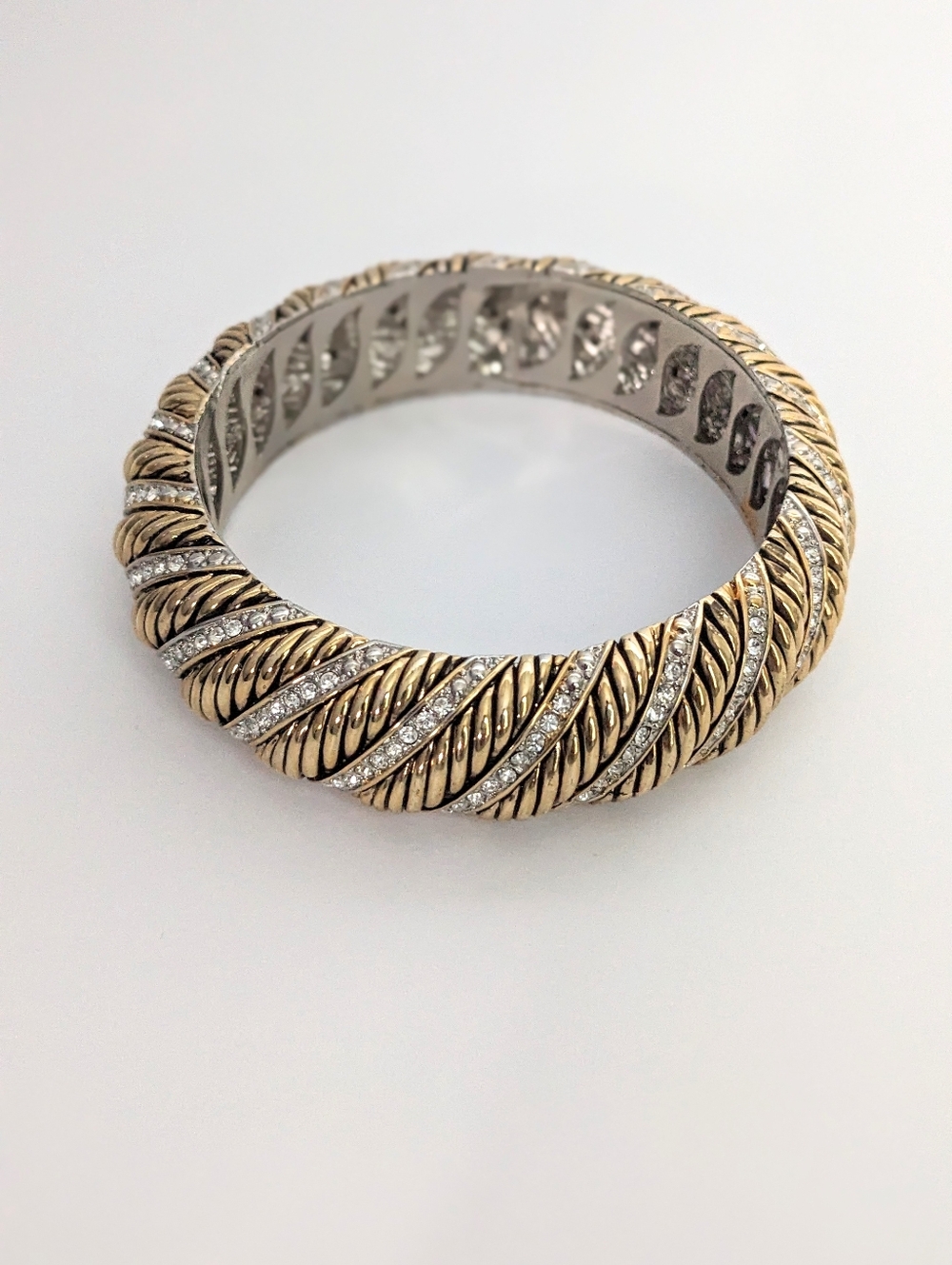 Gold and Rhinestone Twisted Bracelet